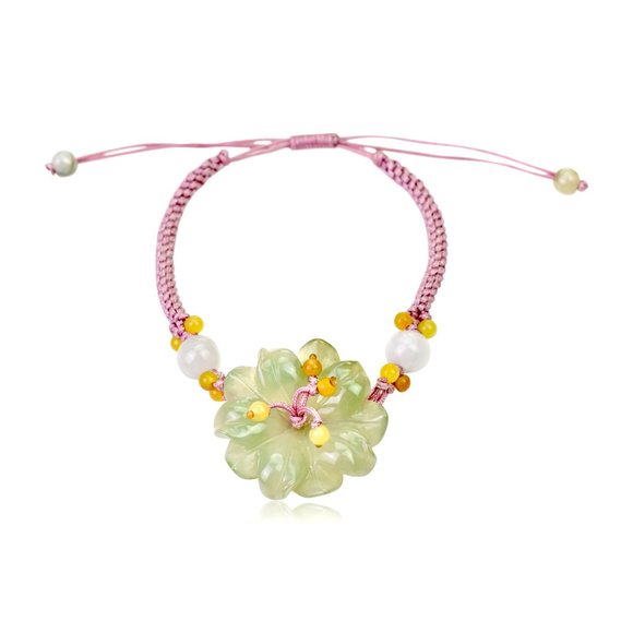 Unforgettable Anemone Flower Handmade Jade Bracelet - Picture 2 of 6